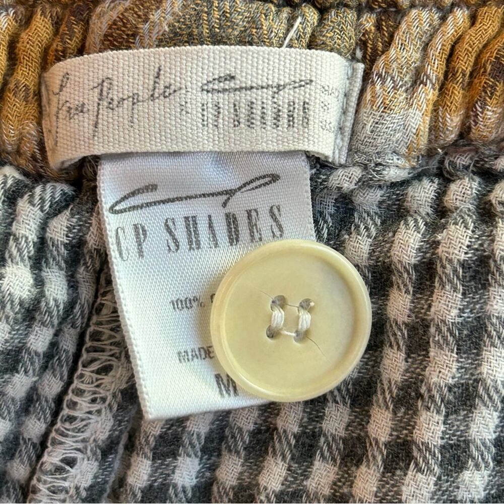 Free People + CP Shades Lourdes Grey, Orange, and Brown Plaid Button Up Pants M - Picture 4 of 12